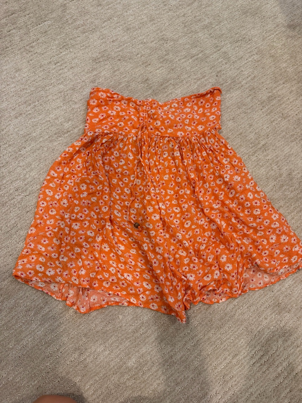 Orange Floral Strapless Sundress